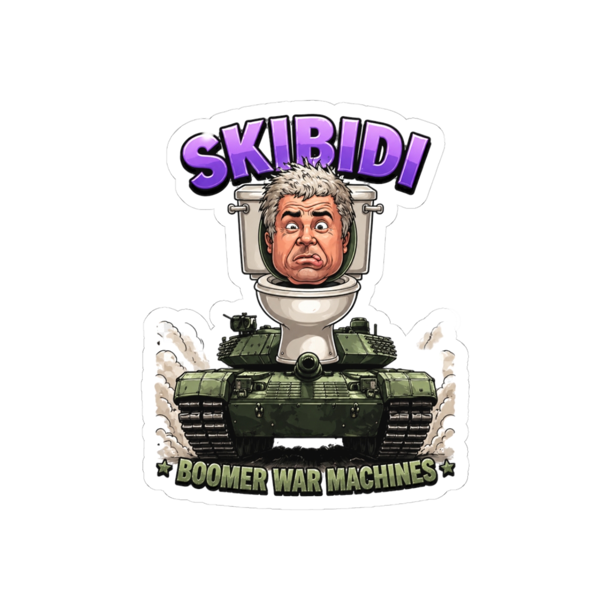 Skibidi Boomer War Machines Funny Meme Hilarious Gen Alpha Sticker