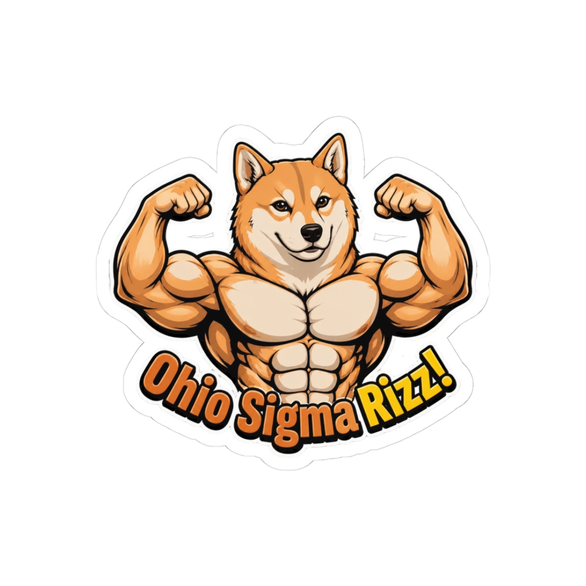 Shredded Shiba Inu Ohio Sigma Rizz Don't Skip Exercise Gym Meme Sticker