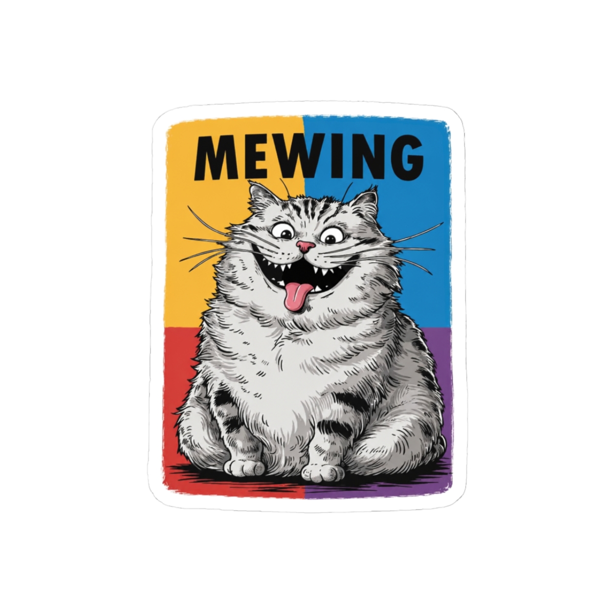 Mewing Sigma Rizz Cat Gyatt Gigachad Meme Sticker